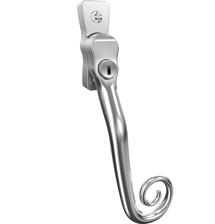 Mila Heritage Monkey Tail Casement Handle Smooth satin Right hand