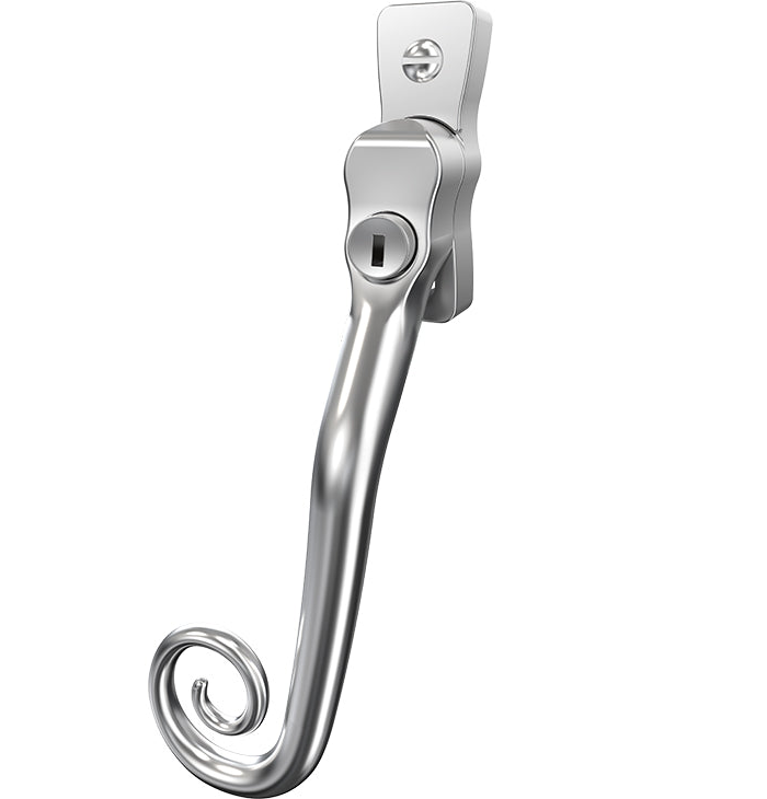 Mila Heritage Monkey Tail Casement Handle Smooth Satin Left hand