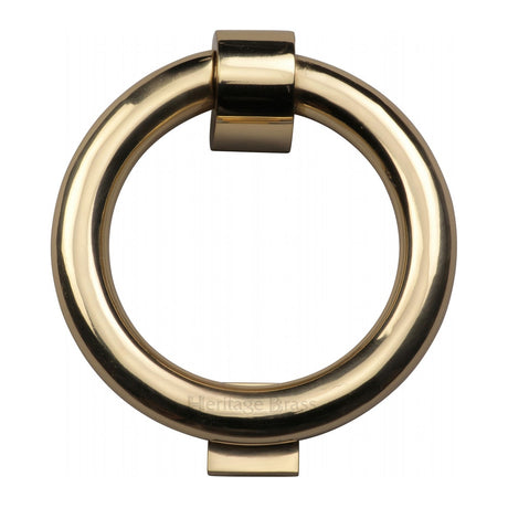 This is an image of a Heritage Brass - Ring Knocker Unlacquered Brass Finish, k1270-ulb that is available to order from T.H Wiggans Ironmongery in Kendal.