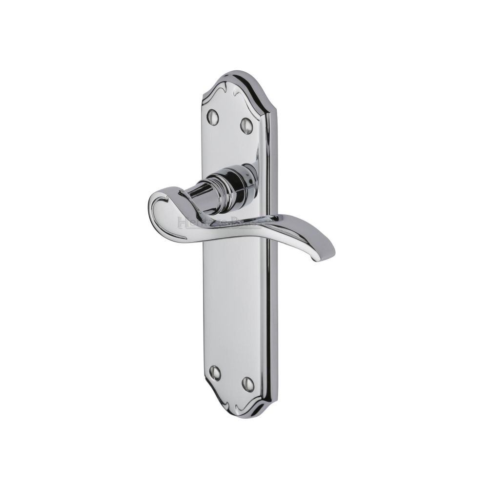 This is an image of a Heritage Brass - Door Handle Lever Latch Verona Small Design Polished Chrome Finish, mm627-pc that is available to order from T.H Wiggans Ironmongery in Kendal.
