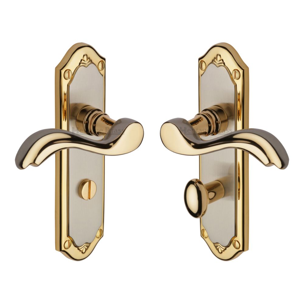This is an image of a Heritage Brass - Door Handle for Bathroom Lisboa Design Jupiter Finish, mm993-jp that is available to order from T.H Wiggans Ironmongery in Kendal.