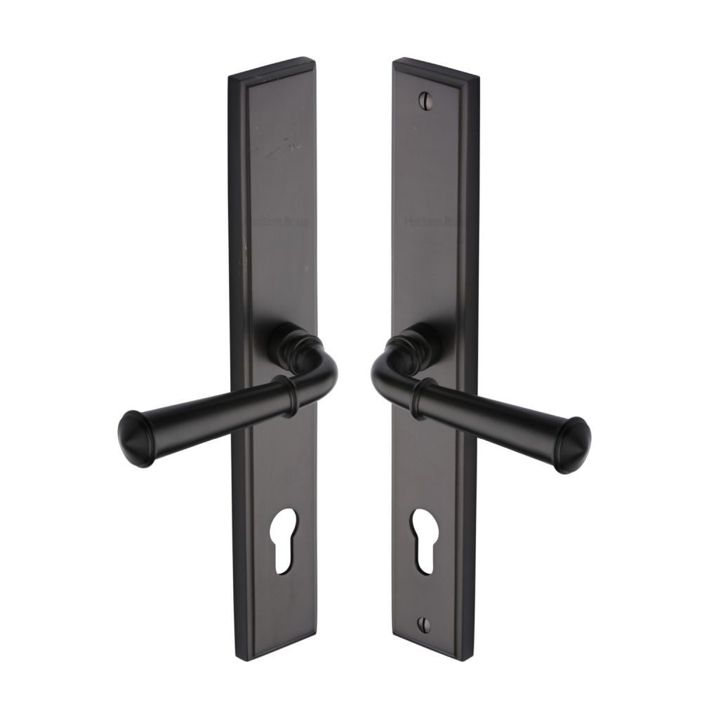 This is an image of a Heritage Brass - Multi-Point Door Handle Lever Lock Colonial LH Design Matt Bron, mp1932-lh-mb that is available to order from T.H Wiggans Ironmongery in Kendal.