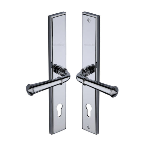 This is an image of a Heritage Brass - Multi-Point Door Handle Lever Lock Colonial LH Design Polished Chro, mp1932-lh-pc that is available to order from T.H Wiggans Ironmongery in Kendal.