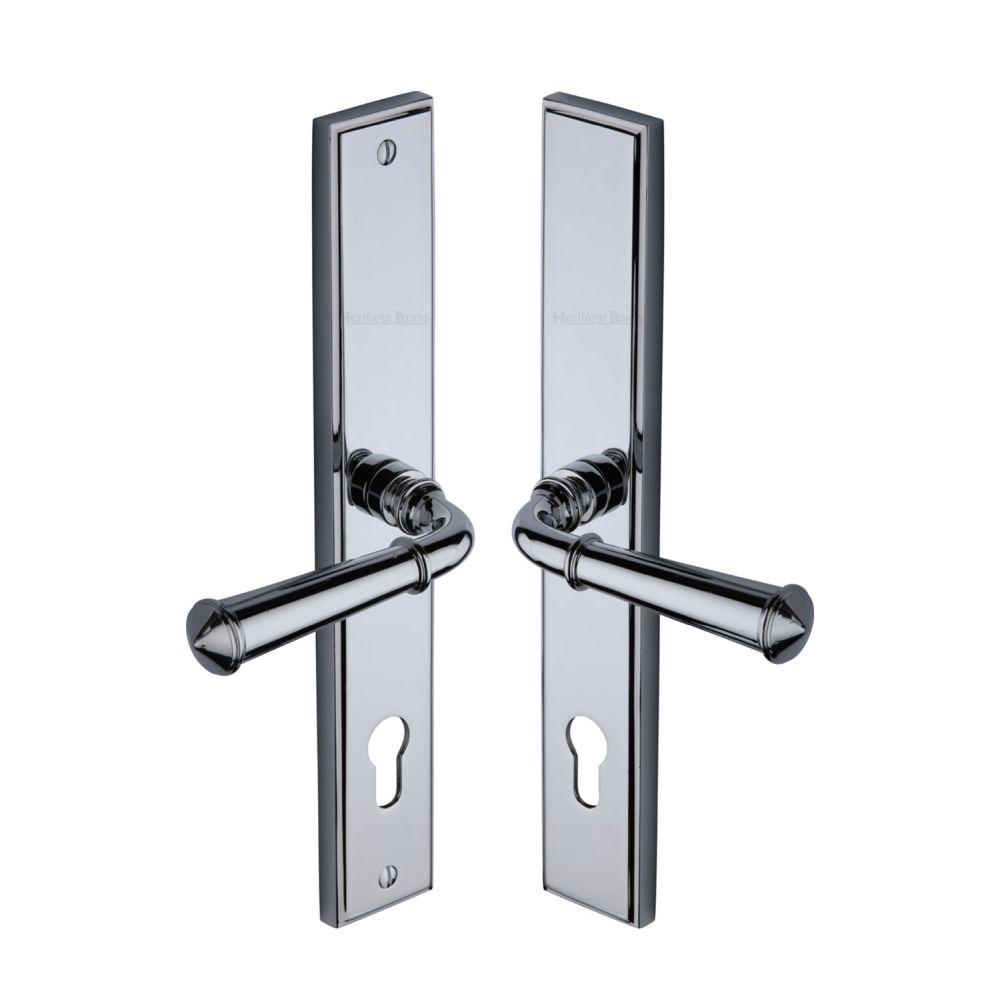 This is an image of a Heritage Brass - Multi-Point Door Handle Lever Lock Colonial RH Design Polished Chro, mp1932-rh-pc that is available to order from T.H Wiggans Ironmongery in Kendal.