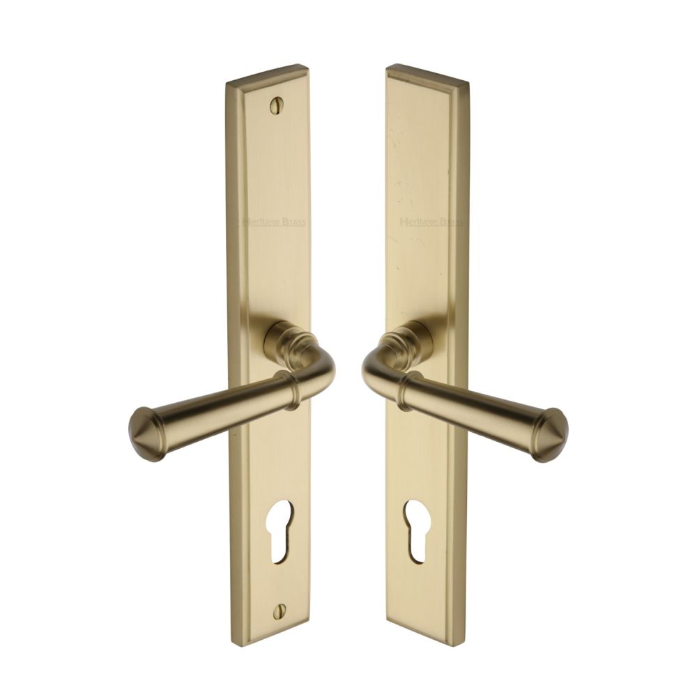 This is an image of a Heritage Brass - Multi-Point Door Handle Lever Lock Colonial RH Design Satin Bras, mp1932-rh-sb that is available to order from T.H Wiggans Ironmongery in Kendal.