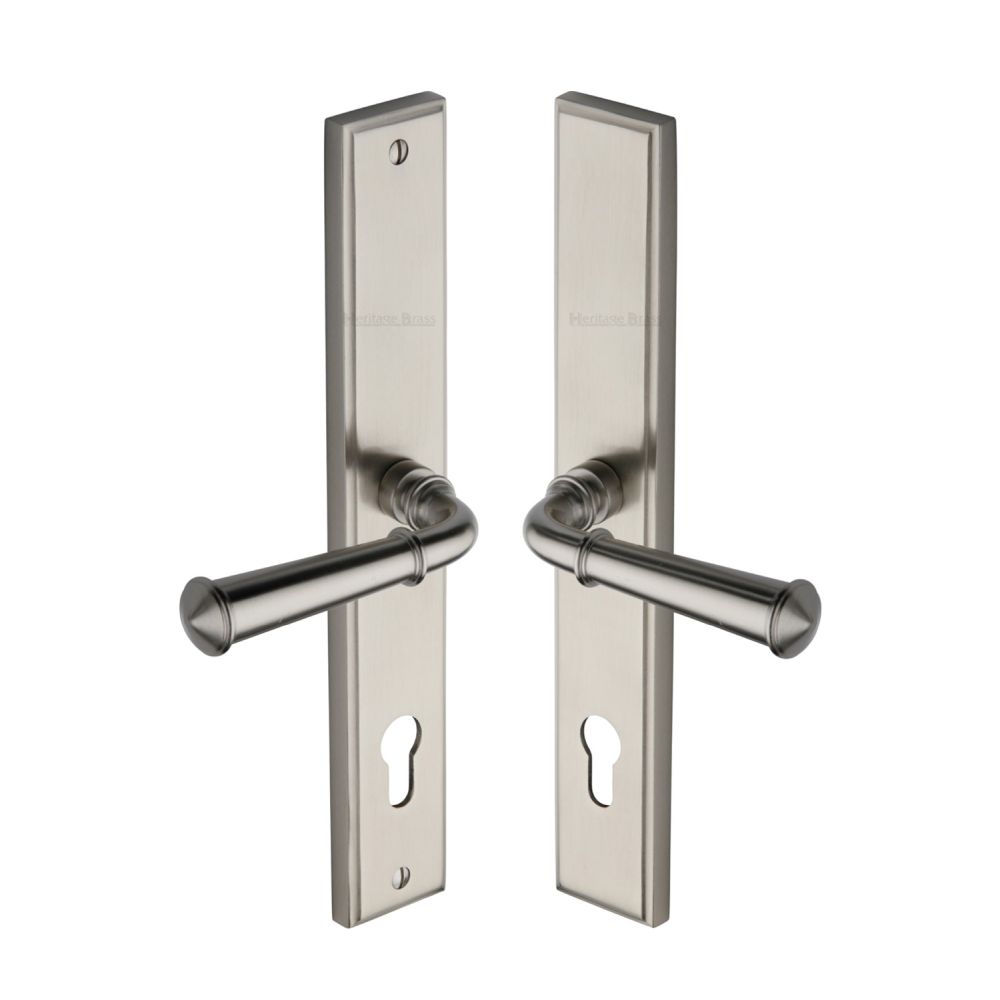 This is an image of a Heritage Brass - Multi-Point Door Handle Lever Lock Colonial RH Design Satin Nick, mp1932-rh-sn that is available to order from T.H Wiggans Ironmongery in Kendal.