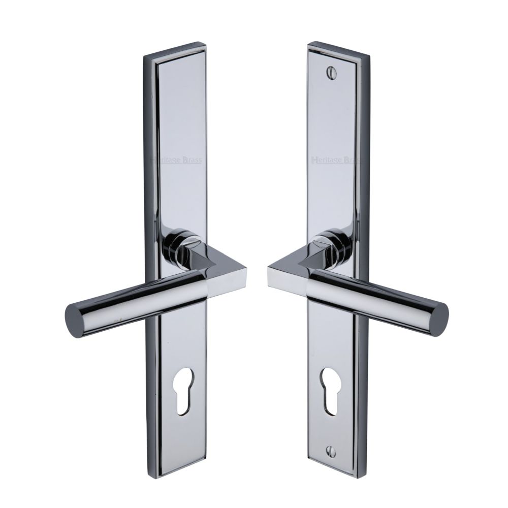 This is an image of a Heritage Brass - Multi-Point Door Handle Lever Lock Bauhaus LH Design Polished Chrom, mp2259-lh-pc that is available to order from T.H Wiggans Ironmongery in Kendal.