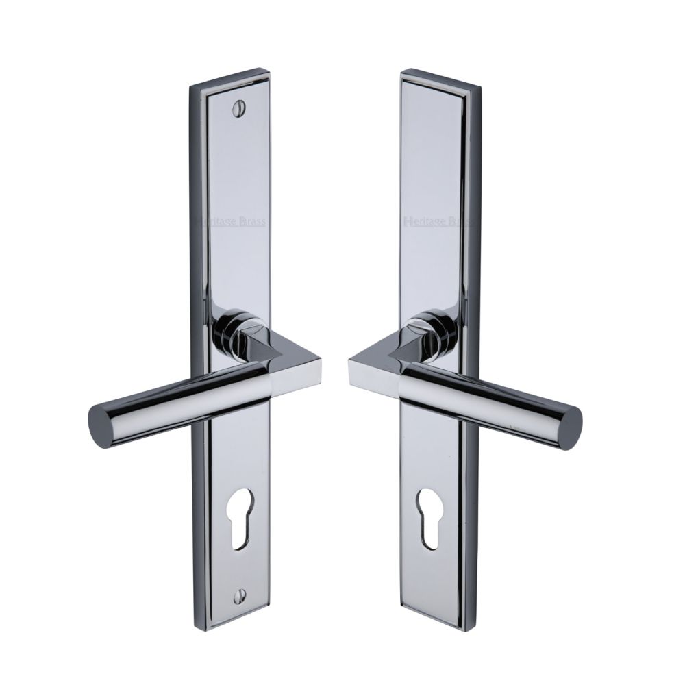 This is an image of a Heritage Brass - Multi-Point Door Handle Lever Lock Bauhaus RH Design Polished Chrom, mp2259-rh-pc that is available to order from T.H Wiggans Ironmongery in Kendal.