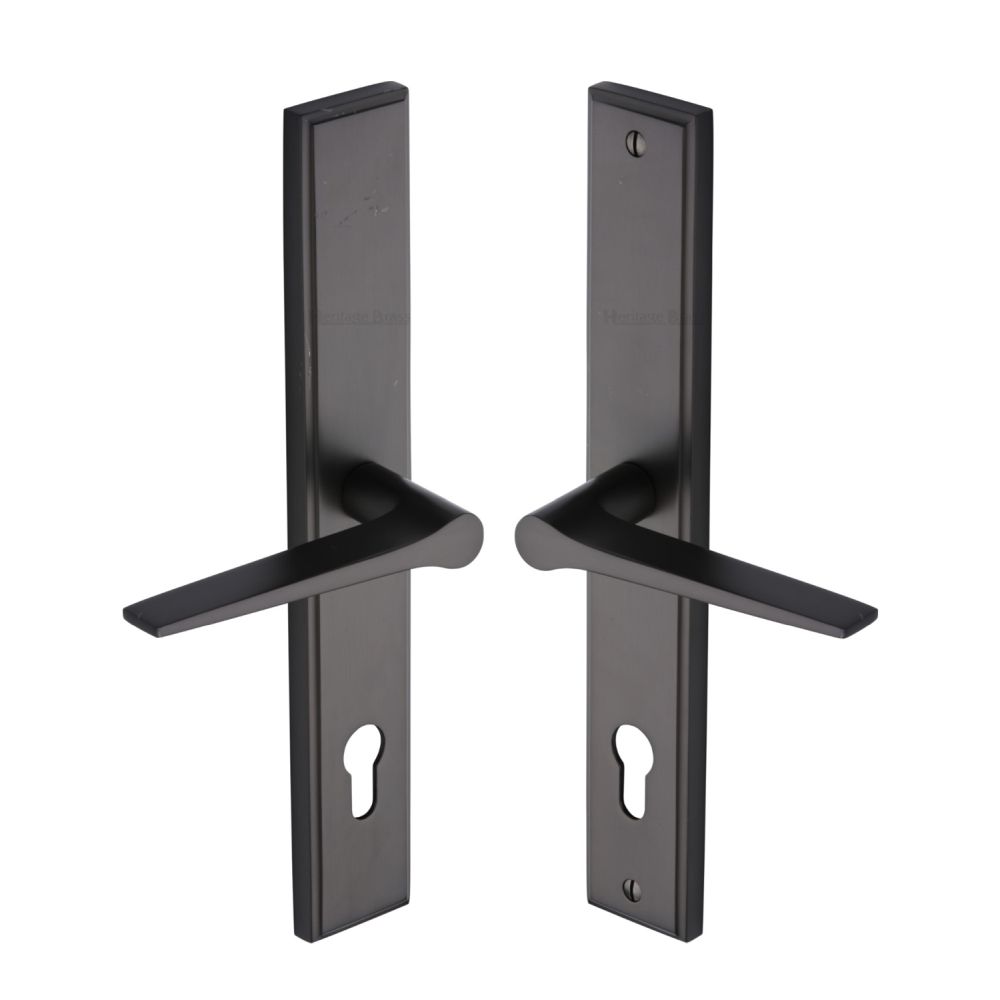 This is an image of a Heritage Brass - Multi-Point Door Handle Lever Lock Gio LH Design Matt Bronze Fi, mp4189-lh-mb that is available to order from T.H Wiggans Ironmongery in Kendal.