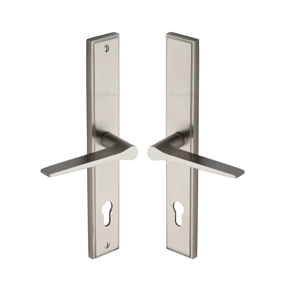 This is an image of a Heritage Brass - Multi-Point Door Handle Lever Lock Gio RH Design Satin Nickel Fi, mp4189-rh-sn that is available to order from T.H Wiggans Ironmongery in Kendal.