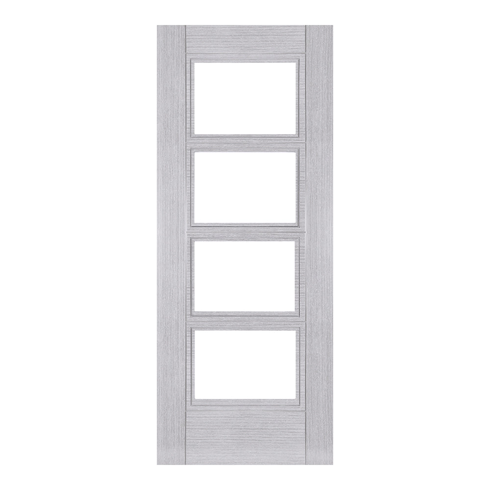 This is an image of Deanta Montreal Light Grey Ash Clear Glazed Doors available to order from T.H. Wiggans Ironmongery in Kendal
