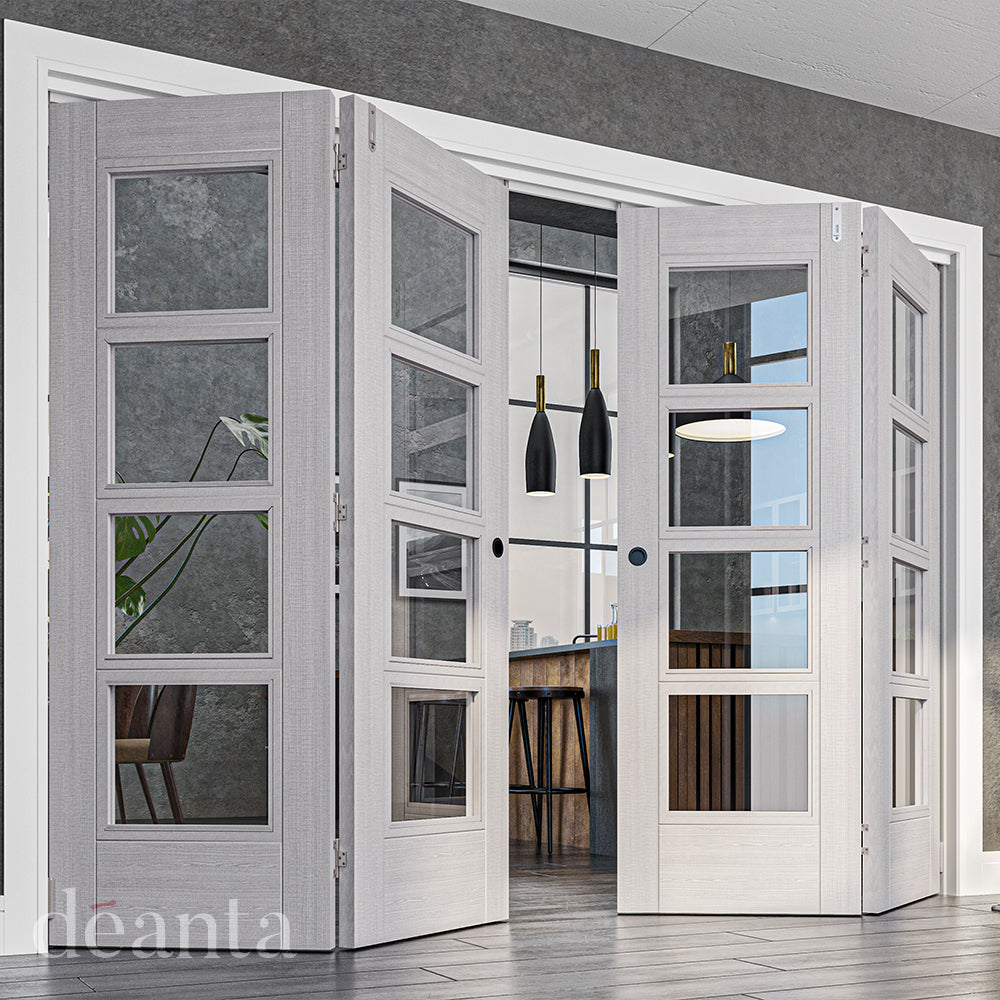 Deanta Montreal Light Grey Ash Clear Glazed Doors