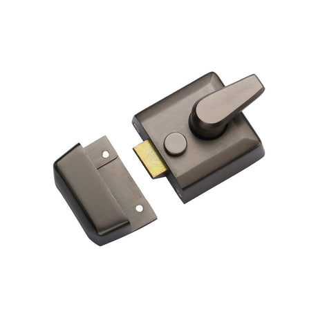 This is an image of a York - 40mm Std. Nightlatch Matt Bronze Finish, nl3040-mb that is available to order from T.H Wiggans Ironmongery in Kendal.