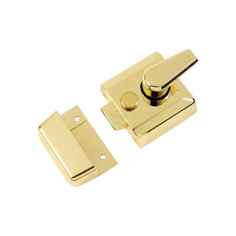 This is an image of a York - 40mm Std. Nightlatch Polished Brass Finish, nl3040-pb that is available to order from T.H Wiggans Ironmongery in Kendal.