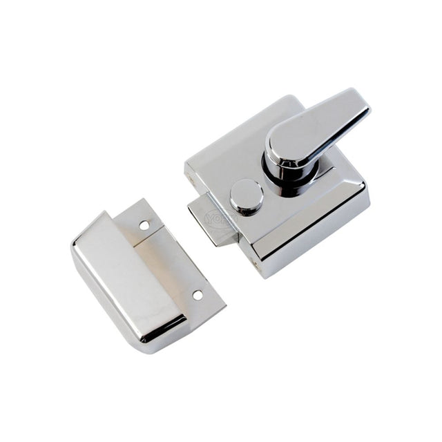 This is an image of a York - 40mm Std. Nightlatch Polished Chrome Finish, nl3040-pc that is available to order from T.H Wiggans Ironmongery in Kendal.