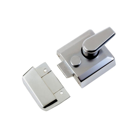 This is an image of a York - 40mm Std. Nightlatch Satin Chrome Finish, nl3040-sc that is available to order from T.H Wiggans Ironmongery in Kendal.