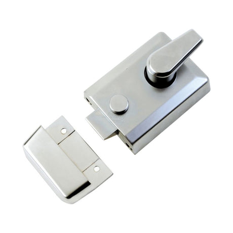 This is an image of a York - 60mm Std. Nightlatch Satin Chrome Finish, nl3060-sc that is available to order from T.H Wiggans Ironmongery in Kendal.