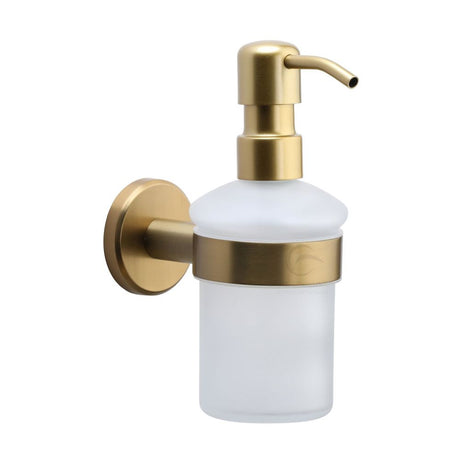 This is an image of a M.Marcus - Soap dispenser with high quality STS pump Satin Brass Finish, oxf-soap-sb that is available to order from T.H Wiggans Ironmongery in Kendal.