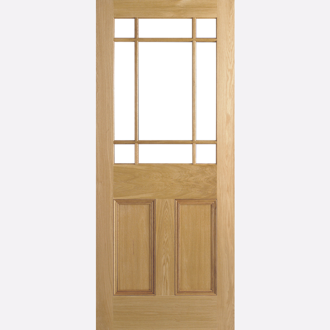 This is an image showing the LPD - Downham 9L Unglazed Unfinished Oak Doors Available to order from T.H. Wiggans Ironmongery in Kendal