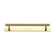 This is an image of a Heritage Brass - Cabinet Pull Knurled Design with Plate 160mm CTC Polished Brass Fin, pl4458-160-pb that is available to order from T.H Wiggans Ironmongery in Kendal.
