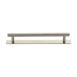 This is an image of a Heritage Brass - Cabinet Pull Knurled Design with Plate 160mm CTC Satin Nickel Fi, pl4458-160-sn that is available to order from T.H Wiggans Ironmongery in Kendal.