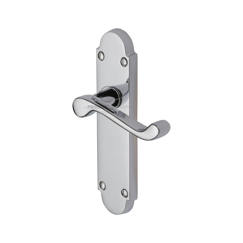 This is an image of a Project Hardware - Door Handle Lever Latch Milton Design Polished Chrome Finish, pr510-pc that is available to order from T.H Wiggans Ironmongery in Kendal.