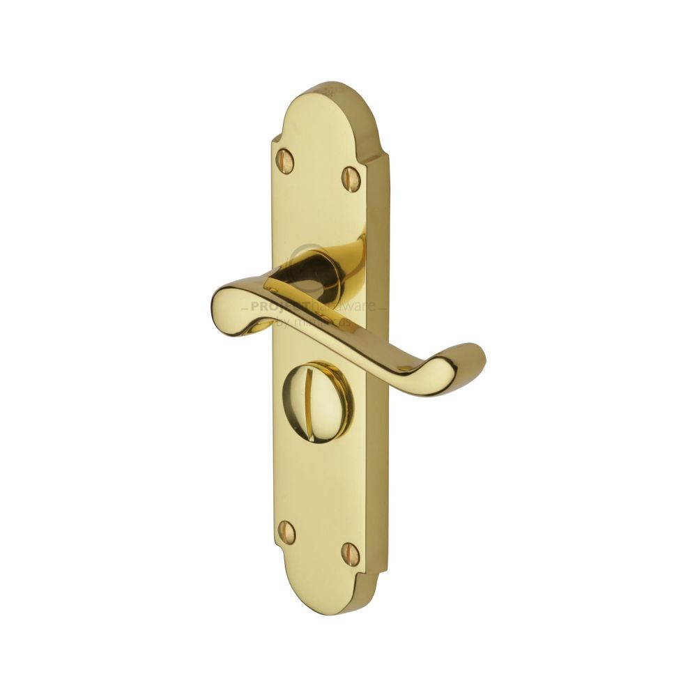 This is an image of a Project Hardware - Door Handle for Privacy Set Milton Short Design Polished Brass Fi, pr525-pb that is available to order from T.H Wiggans Ironmongery in Kendal.