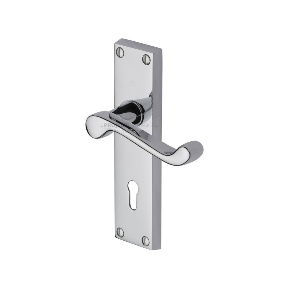 This is an image of a Project Hardware - Door Handle Lever Lock Malvern Design Polished Chrome Finish, pr600-pc that is available to order from T.H Wiggans Ironmongery in Kendal.