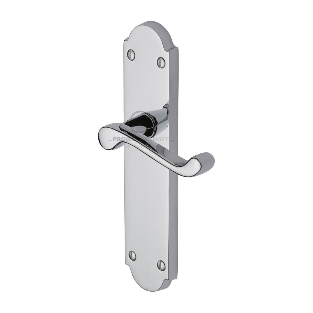 This is an image of a Project Hardware - Door Handle Lever Latch Kensington Design Polished Chrome Finish, pr7084-pc that is available to order from T.H Wiggans Ironmongery in Kendal.
