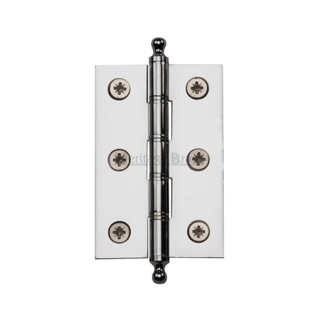 This is an image of a Heritage Brass - 3" x 2" Hinge with Finial Polished Chrome Finish, pr88-246-pc that is available to order from T.H Wiggans Ironmongery in Kendal.