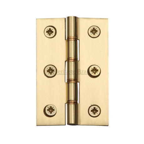 This is an image of a Heritage Brass - Hinge Brass with Phosphor Washers 3" x 2" Polished Brass Finish, pr88-400-pb that is available to order from T.H Wiggans Ironmongery in Kendal.
