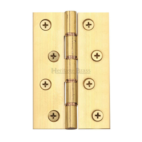 This is an image of a Heritage Brass - Hinge Brass with Phosphor Washers 4" x 2 5/8" Natural Brass Fin, pr88-405-nb that is available to order from T.H Wiggans Ironmongery in Kendal.