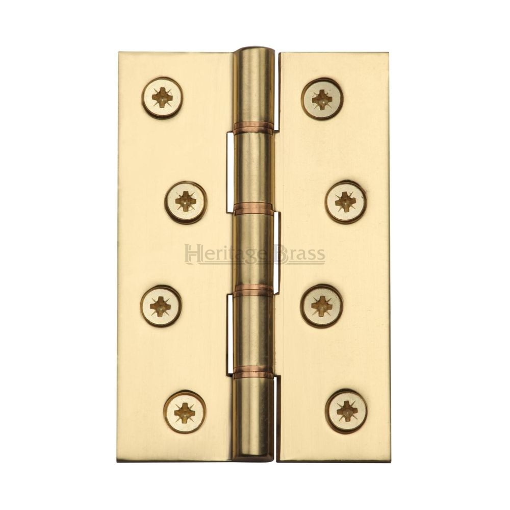 This is an image of a Heritage Brass - Hinge Brass with Phosphor Washers 4" x 2 5/8" Polished Brass Finish, pr88-405-pb that is available to order from T.H Wiggans Ironmongery in Kendal.