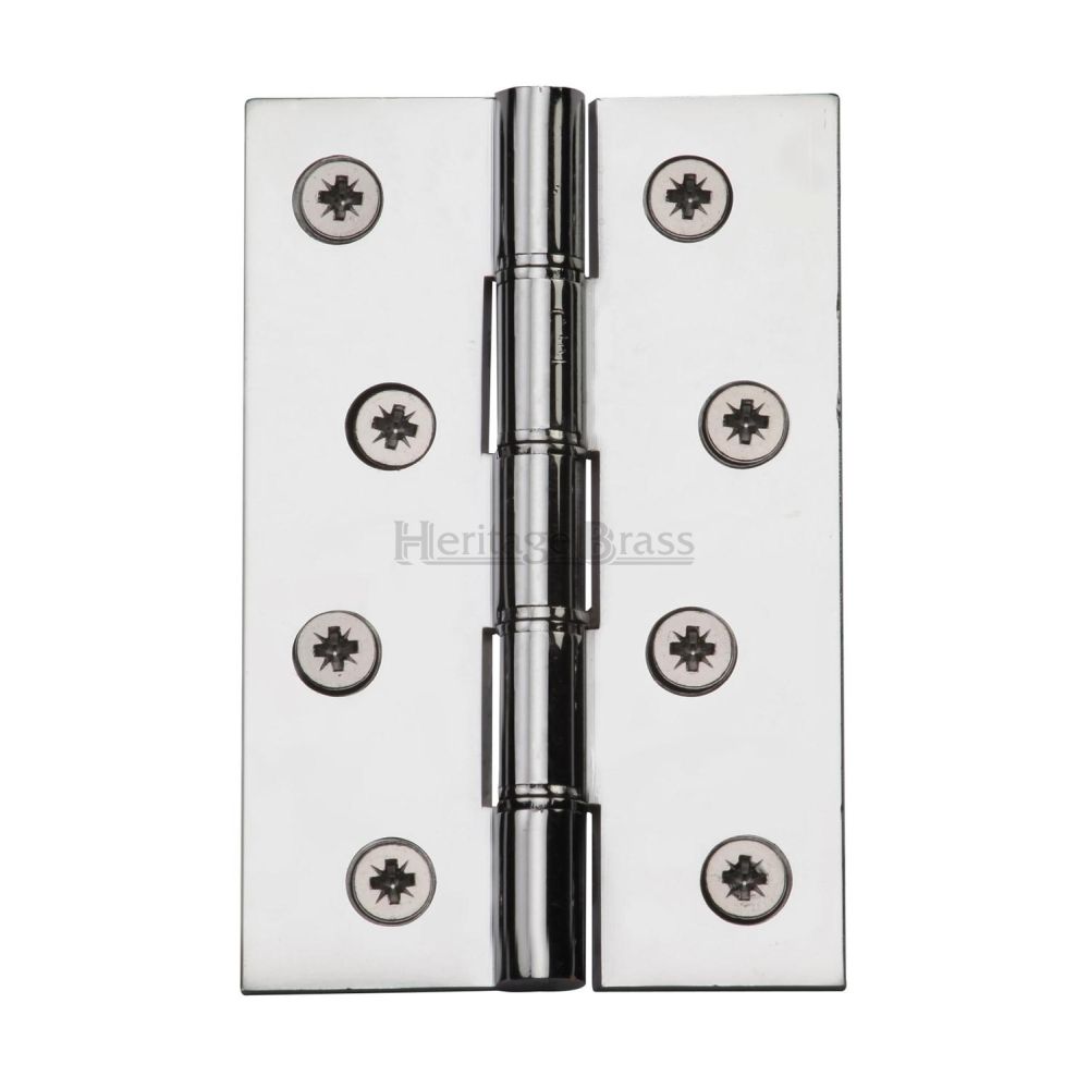 This is an image of a Heritage Brass - Hinge Brass with Phosphor Washers 4" x 2 5/8" Polished Chrome Finis, pr88-405-pc that is available to order from T.H Wiggans Ironmongery in Kendal.