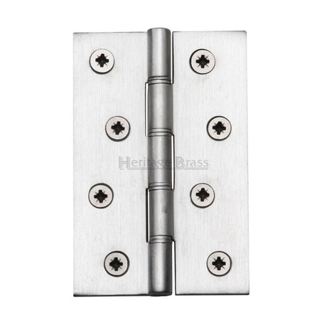 This is an image of a Heritage Brass - Hinge Brass with Phosphor Washers 4" x 2 5/8" Satin Chrome Finis, pr88-405-sc that is available to order from T.H Wiggans Ironmongery in Kendal.