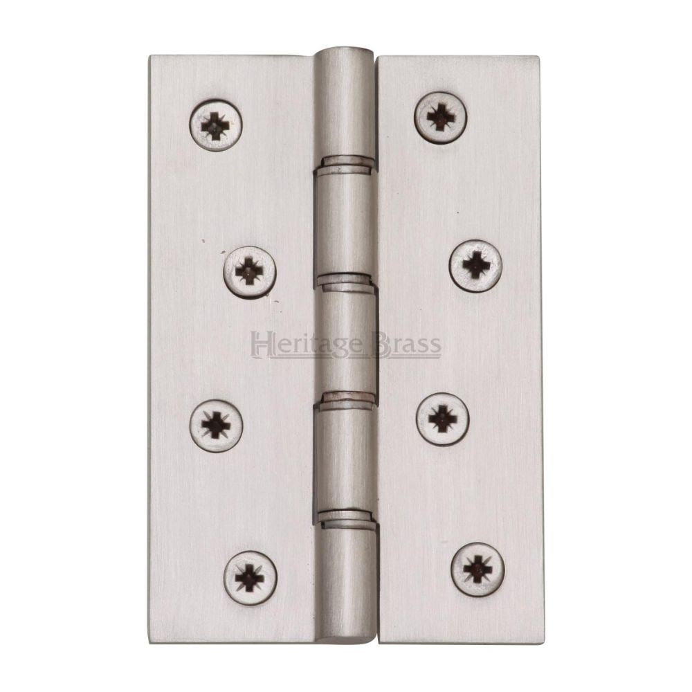 This is an image of a Heritage Brass - Hinge Brass with Phosphor Washers 4" x 2 5/8" Satin Nickel Finis, pr88-405-sn that is available to order from T.H Wiggans Ironmongery in Kendal.