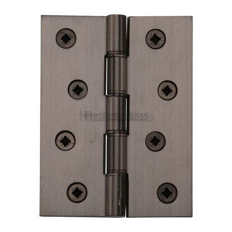 This is an image of a Heritage Brass - Hinge Brass with Phosphor Washers 4" x 3" Matt Bronze Finish, pr88-410-mb that is available to order from T.H Wiggans Ironmongery in Kendal.