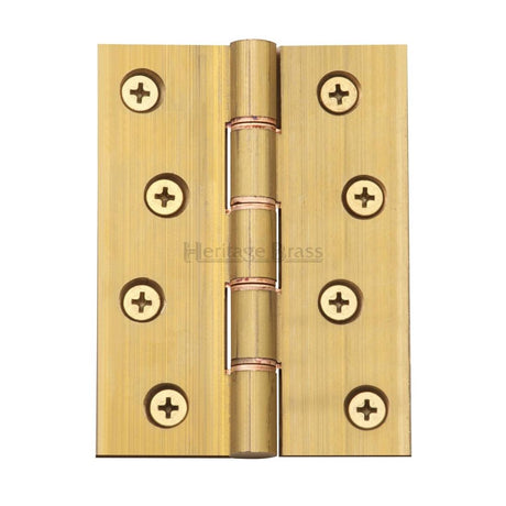 This is an image of a Heritage Brass - Hinge Brass with Phosphor Washers 4" x 3" Natural Brass Finish, pr88-410-nb that is available to order from T.H Wiggans Ironmongery in Kendal.