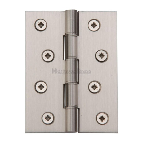 This is an image of a Heritage Brass - Hinge Brass with Phosphor Washers 4" x 3" Satin Nickel Finish, pr88-410-sn that is available to order from T.H Wiggans Ironmongery in Kendal.