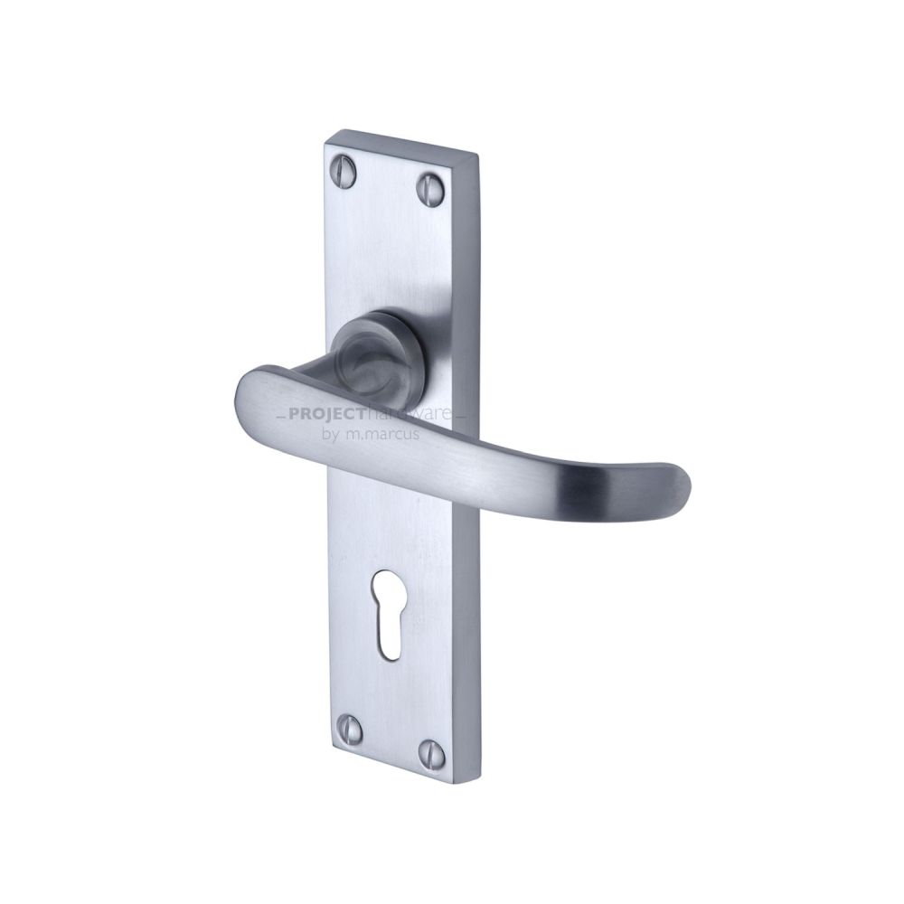 This is an image of a Project Hardware - Door Handle Lever Lock Avon Design Satin Chrome Finish, pr900-sc that is available to order from T.H Wiggans Ironmongery in Kendal.
