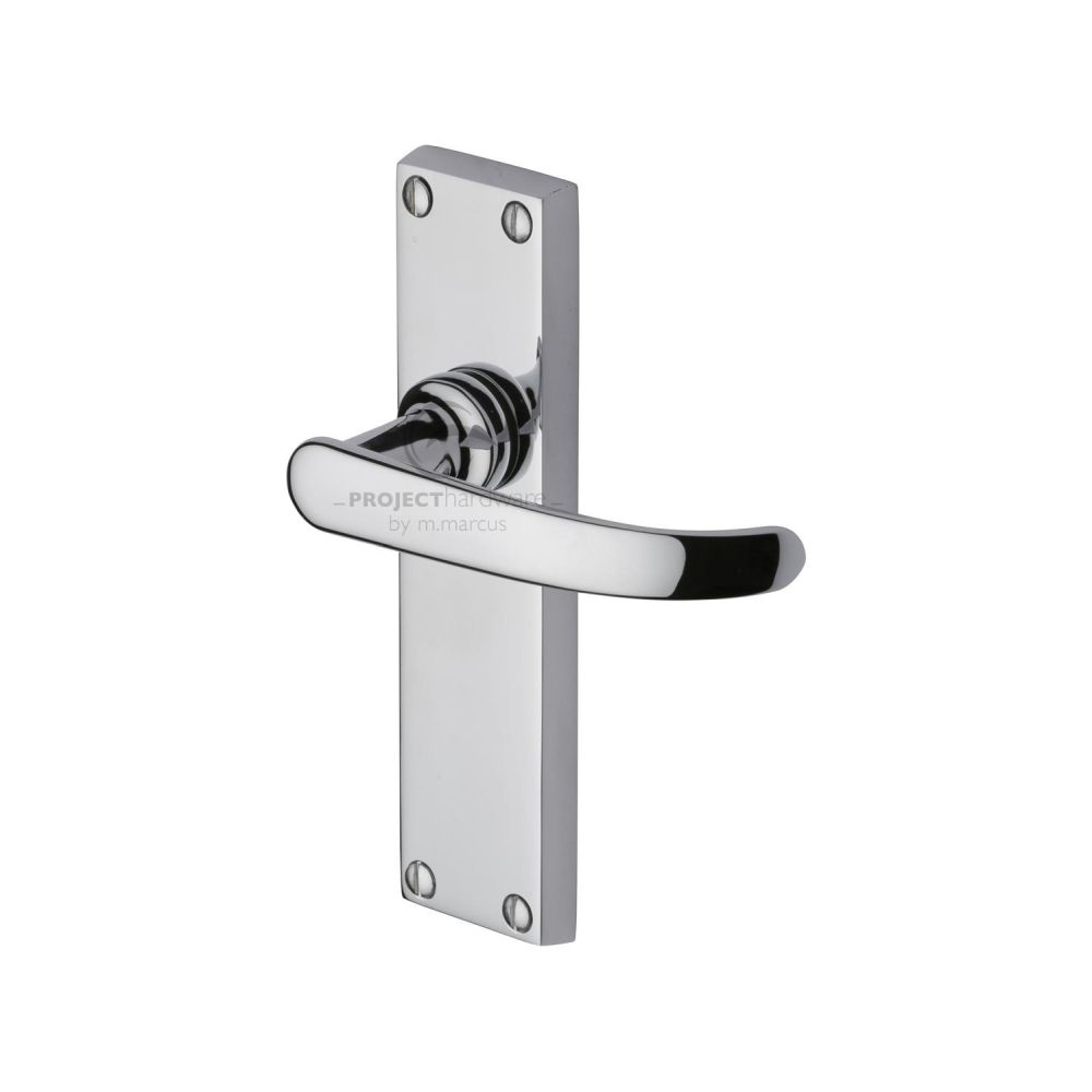 This is an image of a Project Hardware - Door Handle Lever Latch Avon Design Polished Chrome Finish, pr905-pc that is available to order from T.H Wiggans Ironmongery in Kendal.