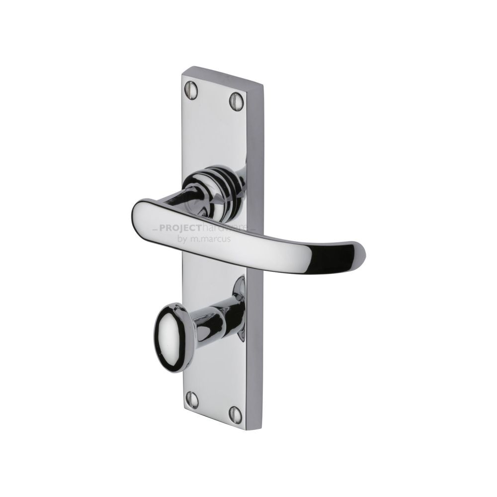 This is an image of a Project Hardware - Door Handle for Bathroom Avon Design Polished Chrome Finish, pr920-pc that is available to order from T.H Wiggans Ironmongery in Kendal.