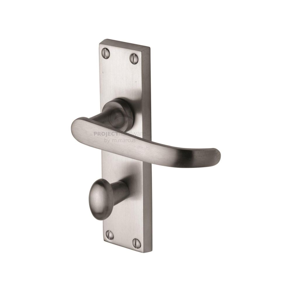This is an image of a Project Hardware - Door Handle for Bathroom Avon Design Satin Chrome Finish, pr920-sc that is available to order from T.H Wiggans Ironmongery in Kendal.