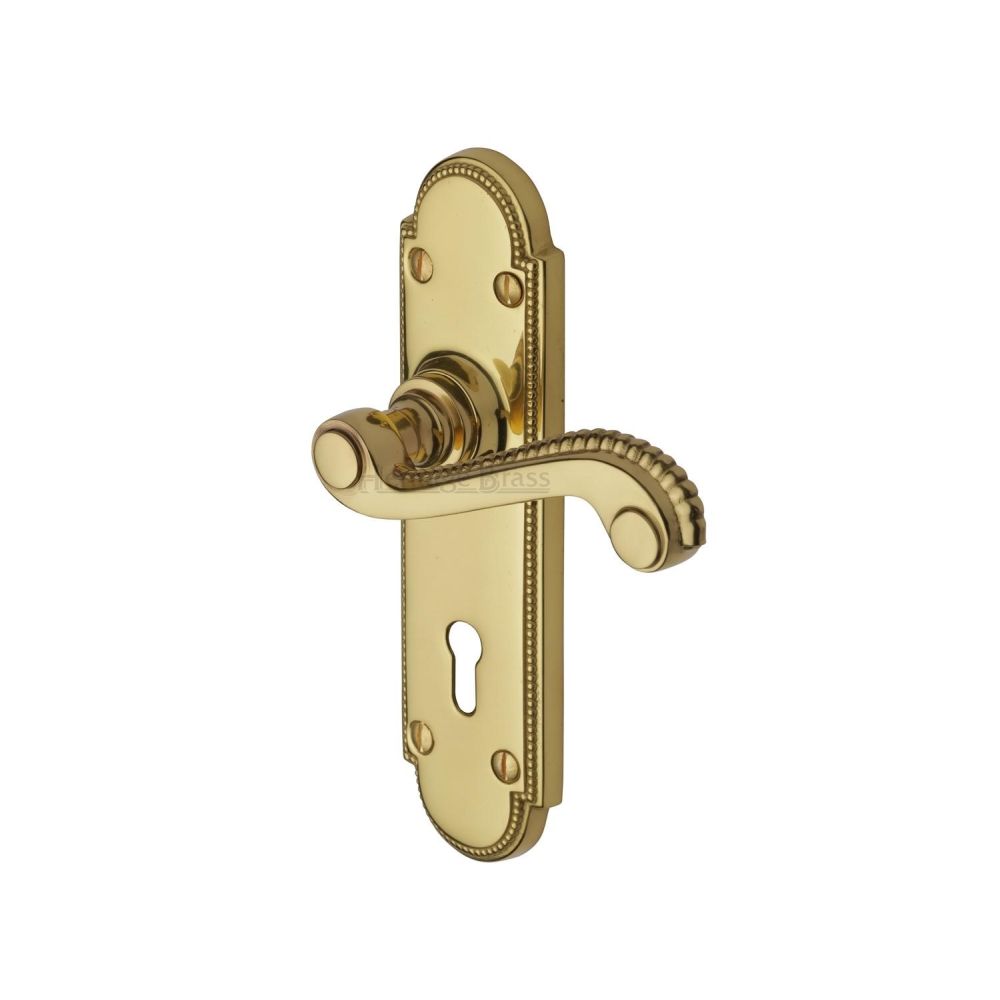 This is an image of a Heritage Brass - Door Handle Lever Lock Adam Design Polished Brass Finish, r750-pb that is available to order from T.H Wiggans Ironmongery in Kendal.