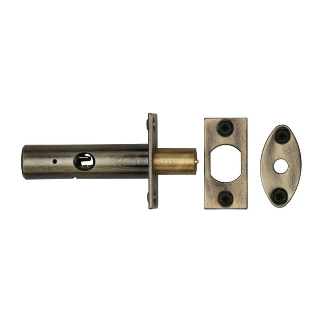 This is an image of a Heritage Brass - Rack Bolt without Turn Antique Brass Finish, rb7-at that is available to order from T.H Wiggans Ironmongery in Kendal.