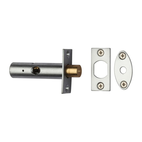 This is an image of a Heritage Brass - Rack Bolt without Turn Satin Chrome Finish, rb7-sc that is available to order from T.H Wiggans Ironmongery in Kendal.