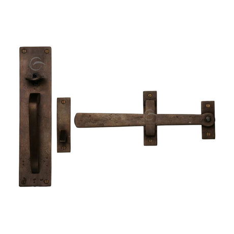 This is an image of a M.Marcus - Rustic Light Bronze Gate Latch**Discontinued**, rbl571 that is available to order from T.H Wiggans Ironmongery in Kendal.
