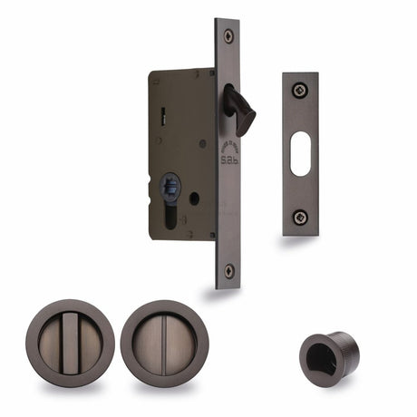 This is an image of a M.Marcus - SLD Lock C/W RD Privacy Turns 40mm Matt Bronze, rd2308-40-mb that is available to order from T.H Wiggans Ironmongery in Kendal.