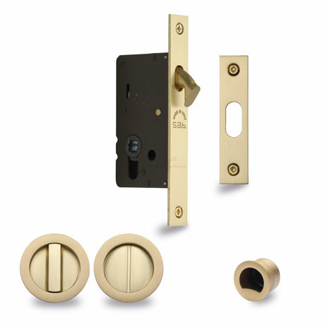 This is an image of a M.Marcus - SLD Lock C/W RD Privacy Turns 40mm Satin Brass, rd2308-40-sb that is available to order from T.H Wiggans Ironmongery in Kendal.