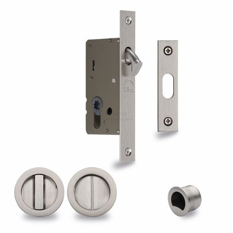 This is an image of a M.Marcus - SLD Lock C/W RD Privacy Turns 40mm Satin Nickel, rd2308-40-sn that is available to order from T.H Wiggans Ironmongery in Kendal.